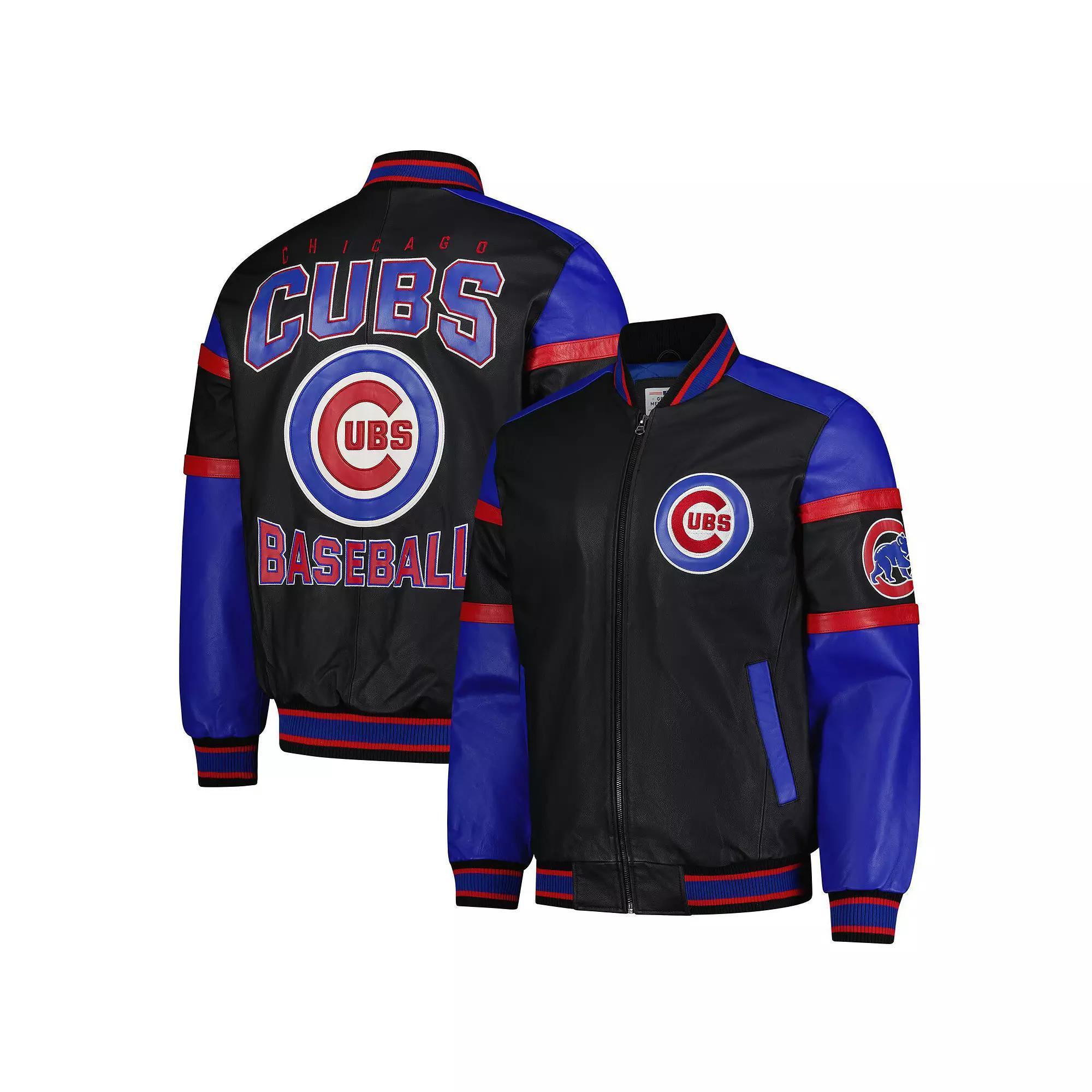Men's G-III Sports by Carl Banks Black Chicago Cubs Full-Zip Leather Varsity Jacket,  Product Image
