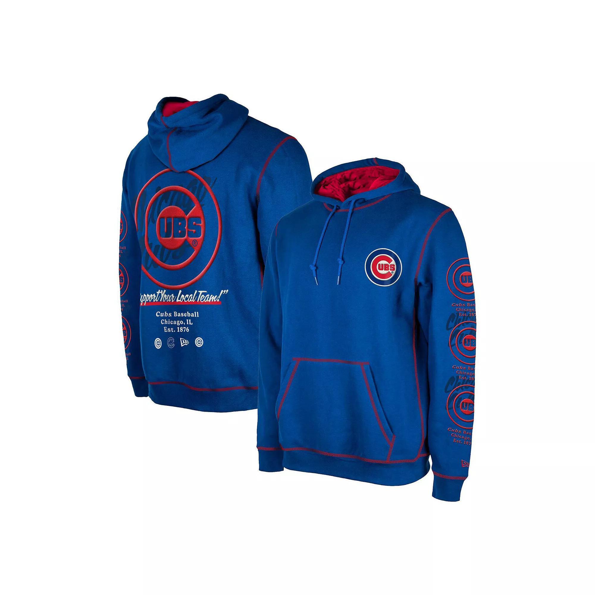Men's New Era Royal Chicago Cubs Team Split Pullover Hoodie, Size: Small, Blue Product Image