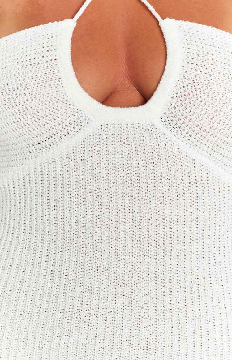 Audelia White Knit Mini Dress Product Image