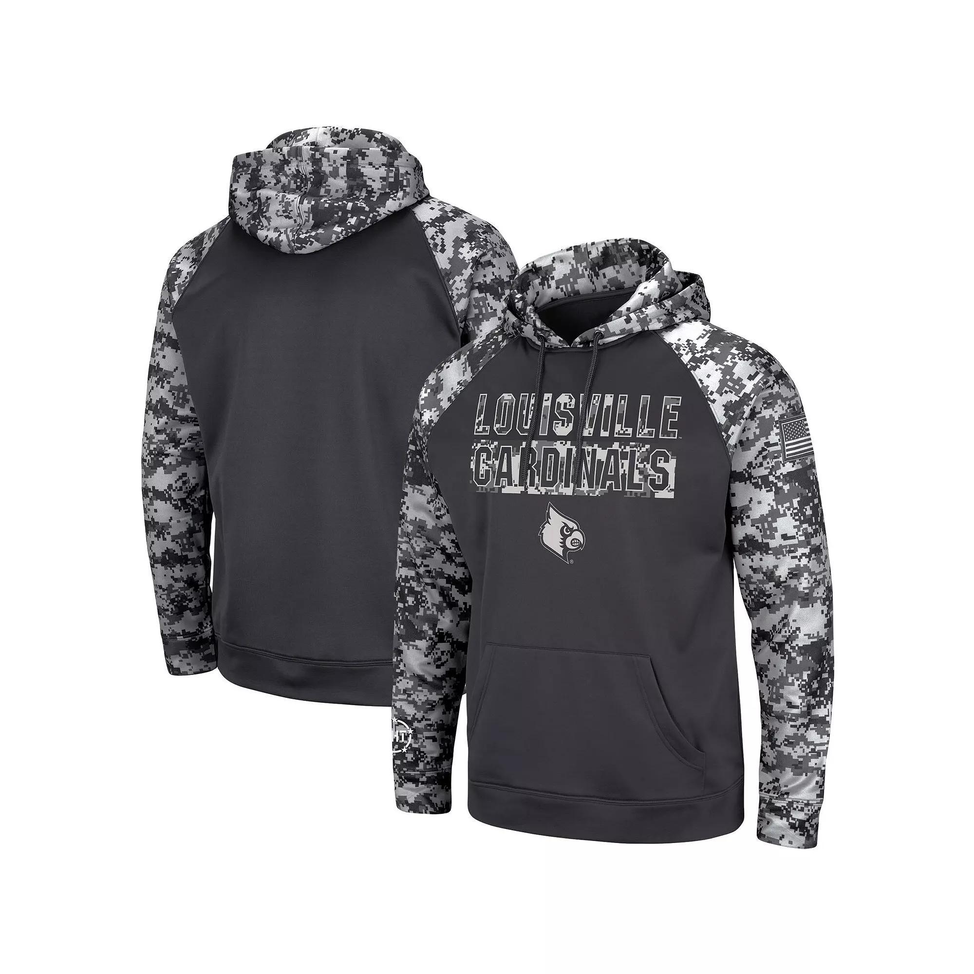Men's Colosseum Charcoal Louisville Cardinals OHT Military Appreciation Digital Camo Pullover Hoodie, Size: Medium Product Image