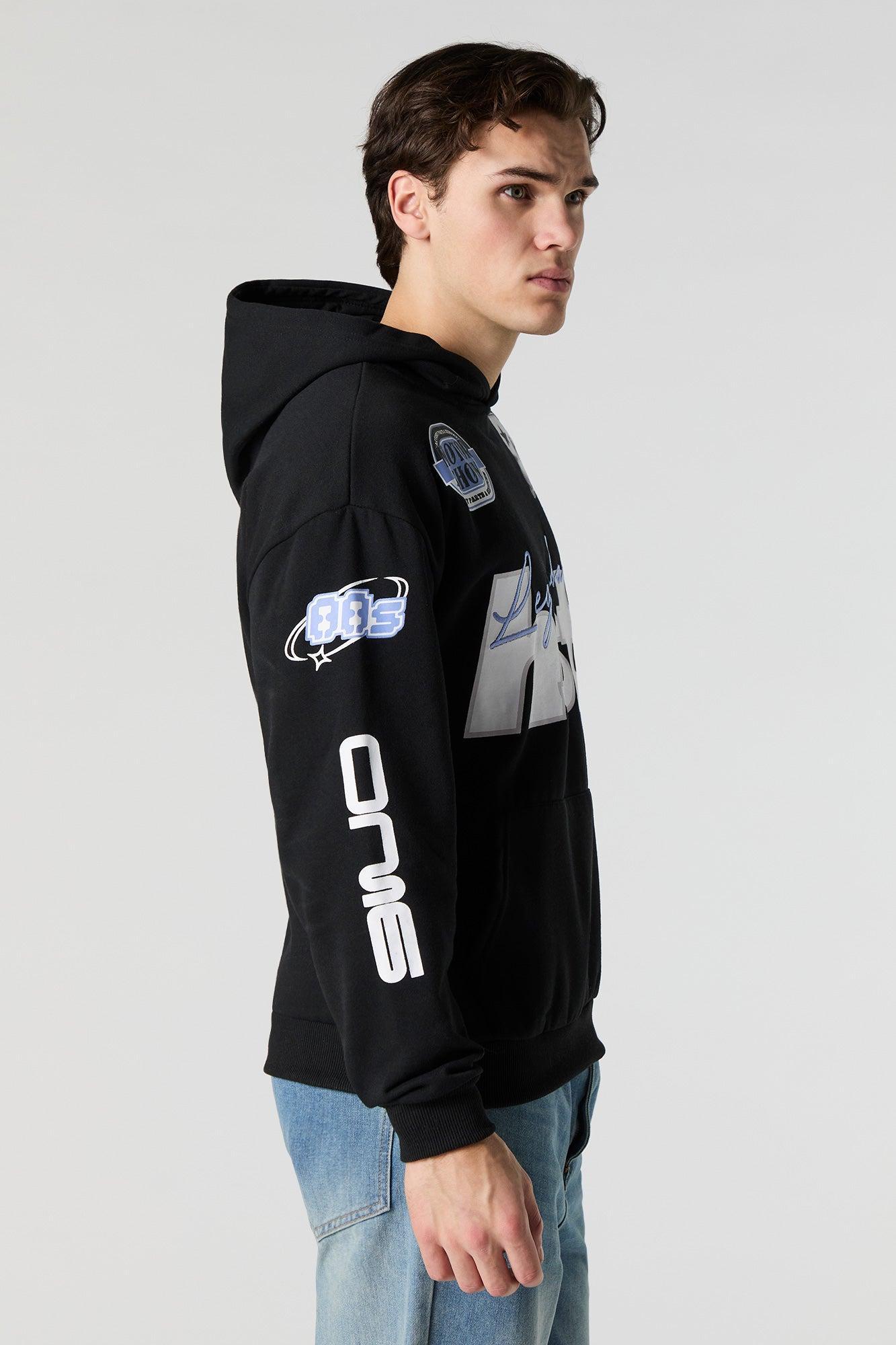 Racing Graphic Embroidered Fleece Hoodie Male Product Image