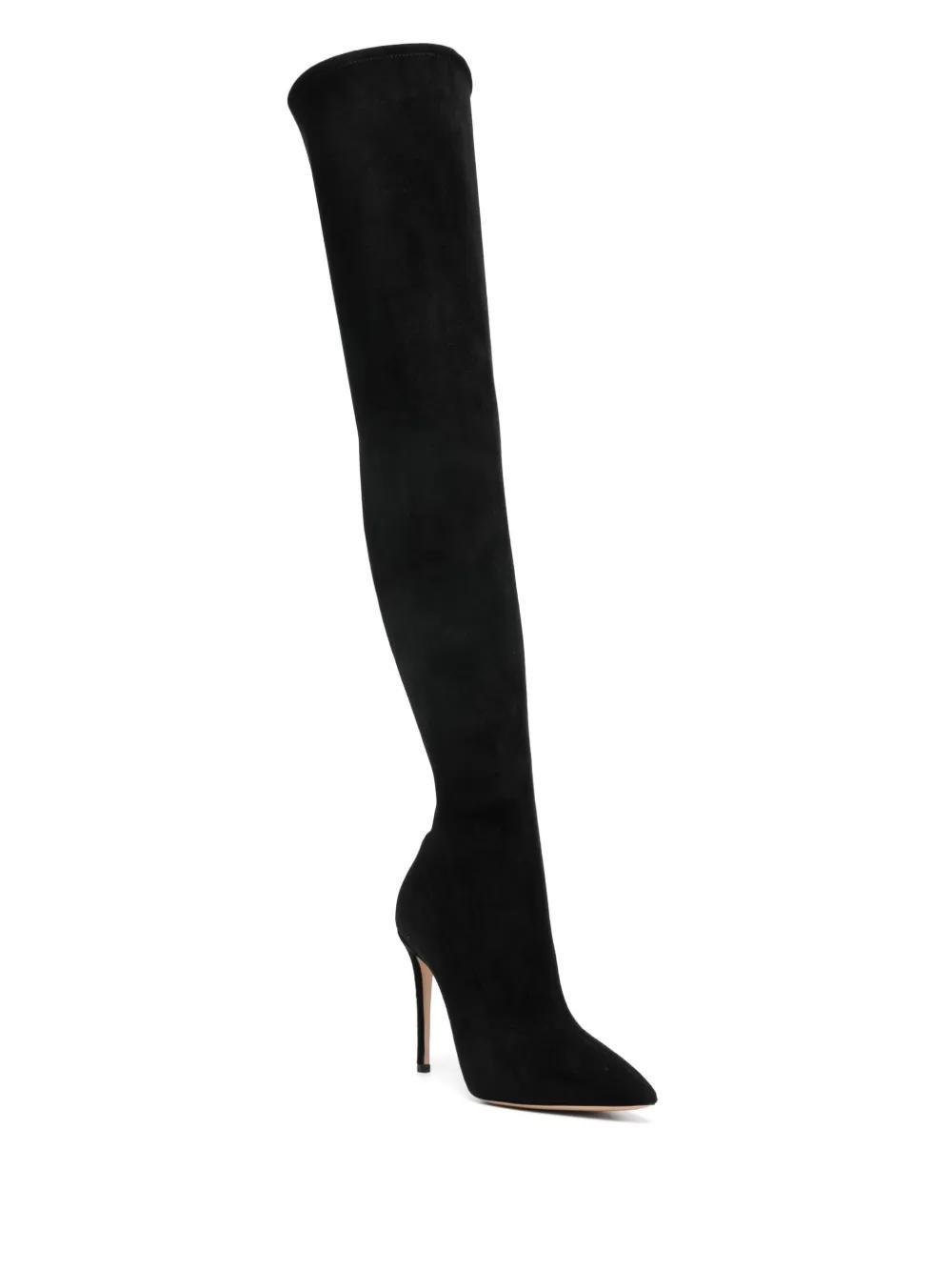 CASADEI 100mm Blade Stretch Suede Boots In Black Product Image