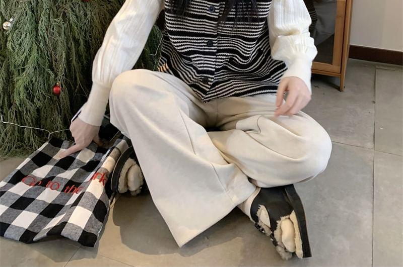 Striped Button-Up Knit Sweater Vest Product Image