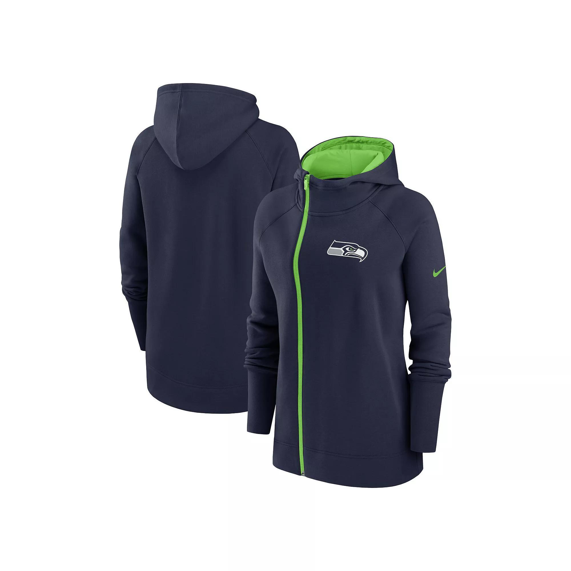 Women's Nike  Royal Los Angeles Rams Asymmetrical Raglan Full-Zip Hoodie, Size: 2XL, Blue Product Image