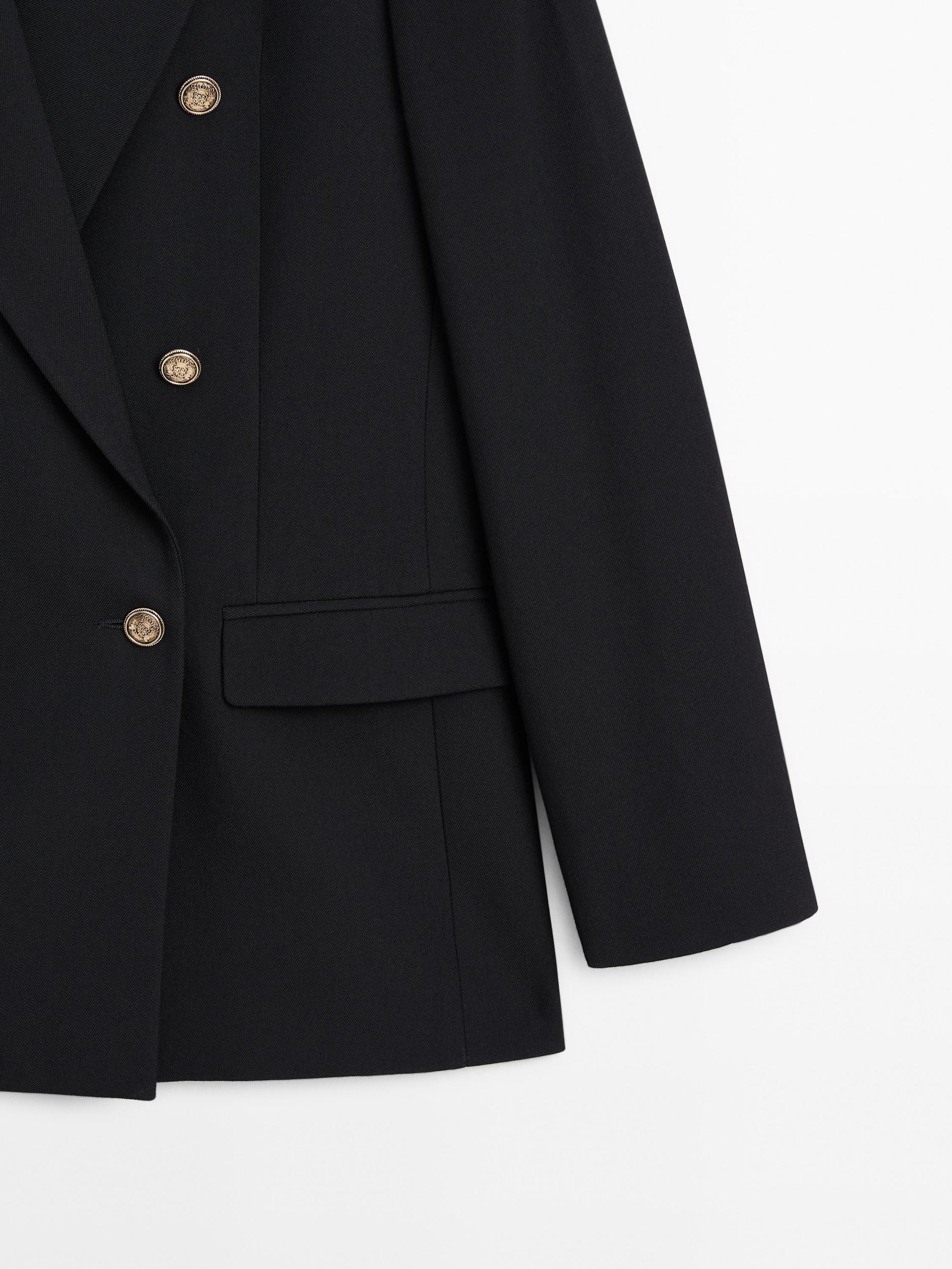 Wool blend blazer with gold buttons Product Image