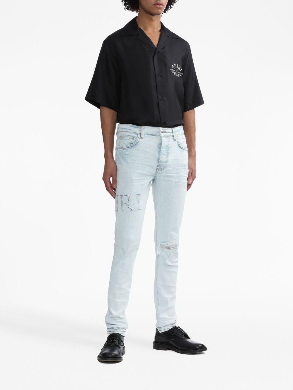 logo-print short-sleeve silk shirt Product Image