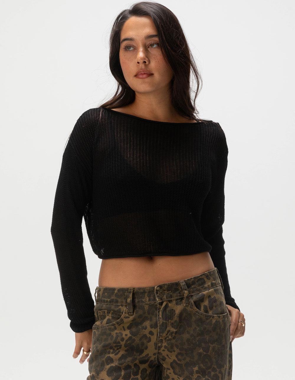 FULL TILT Mesh Womens Pullover Sweater - TAN Product Image