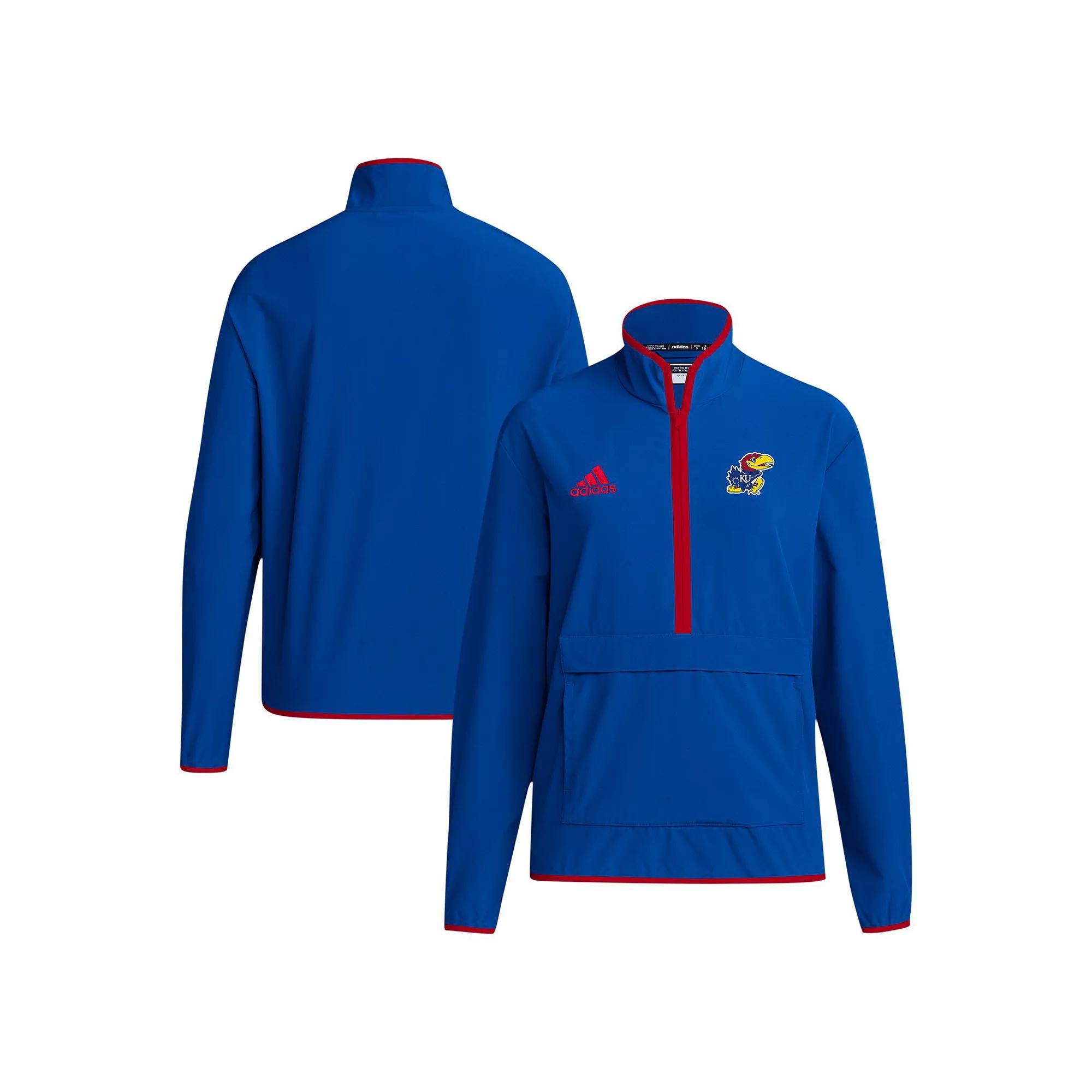 Men's adidas Royal Kansas Jayhawks 2024 Coaches Sideline Half-Zip Jacket,  Product Image