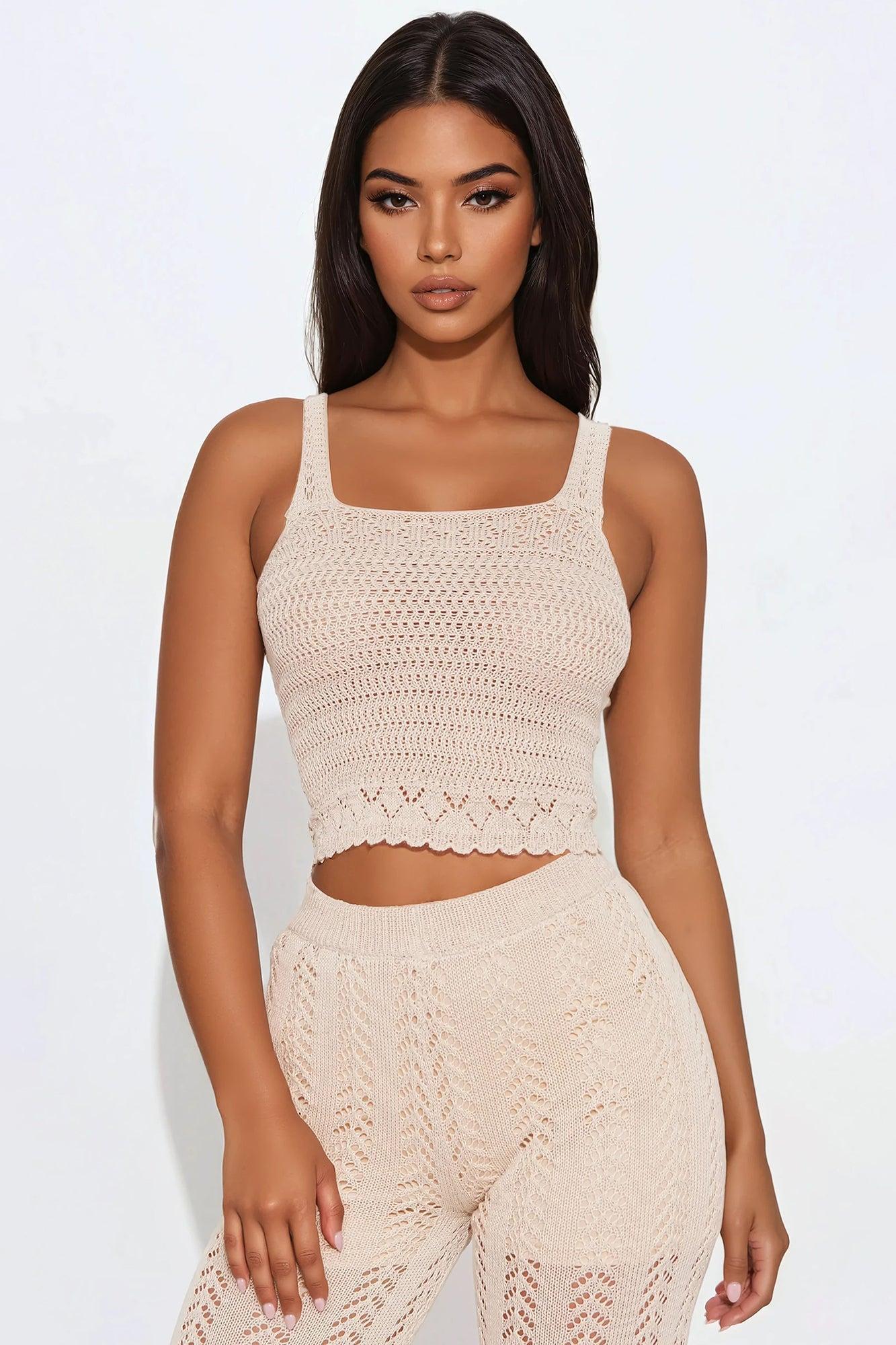 Makana Crochet Pant Set - Cream Product Image