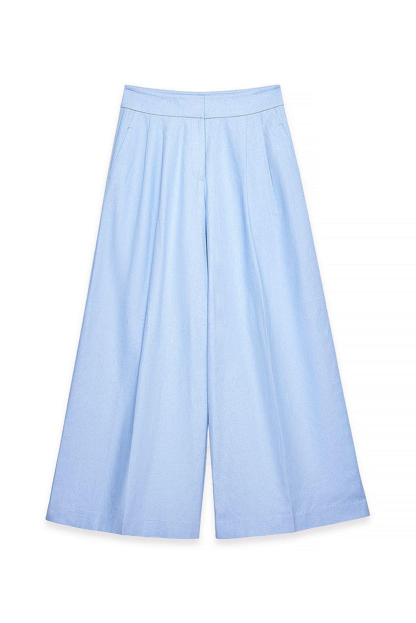 Linen Blend Wide Mid Waist Pants Product Image