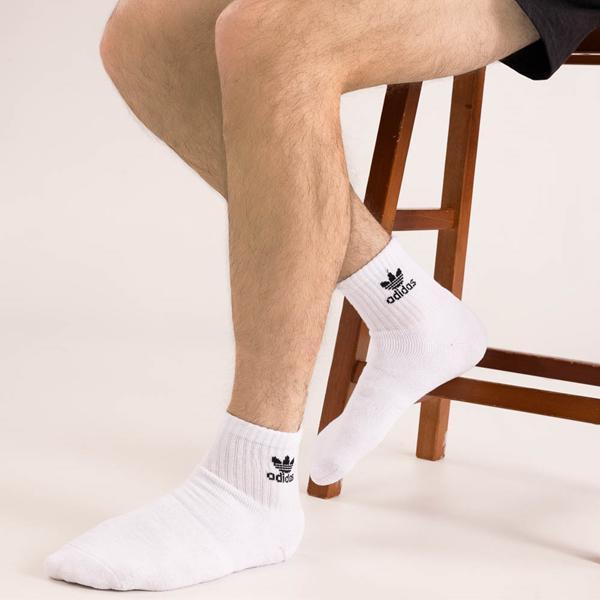 Mens adidas Trefoil Quarter Socks 6 Pack - Black / White Product Image