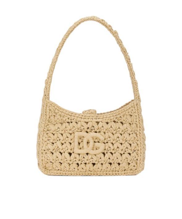 DOLCE & GABBANA 3.5 Raffia Shoulder Bag In Nude Product Image