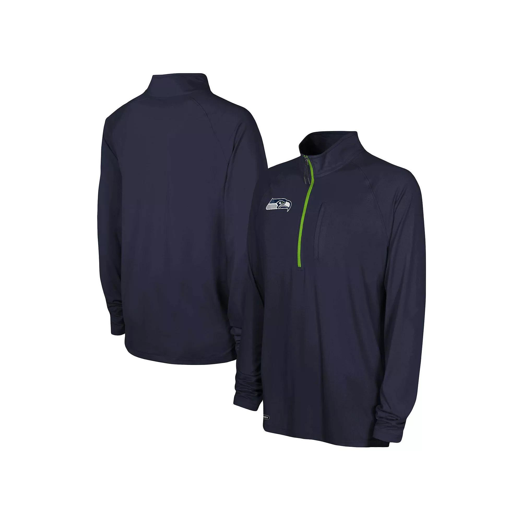 Men's Navy Seattle Seahawks Combine Authentic Raglan Quarter-Zip Top, Size: 2XL, Blue Product Image