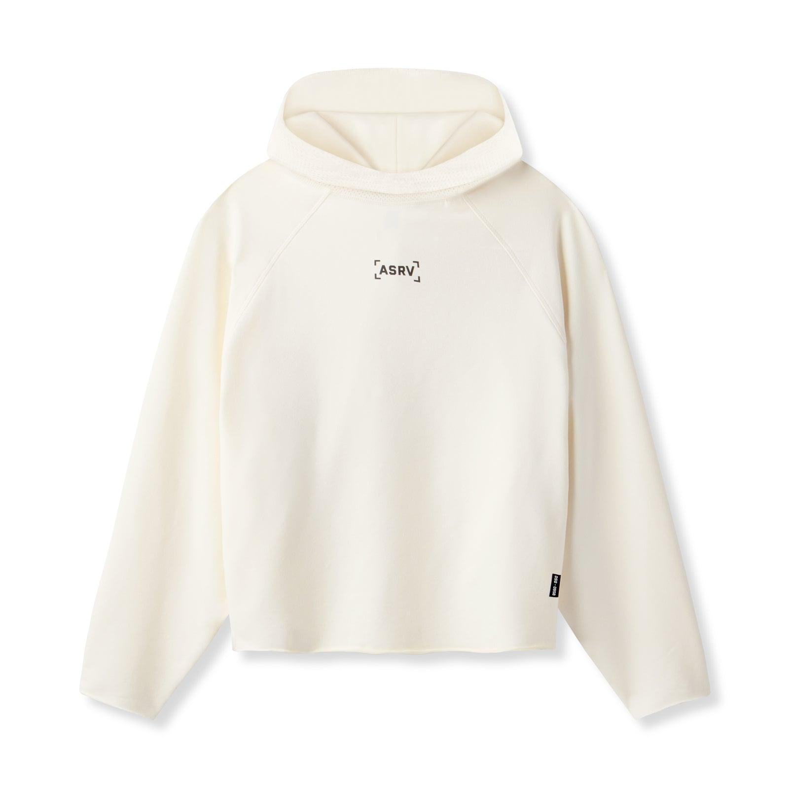 0958. Micro-Terry Raw Hem Hoodie - Cream Product Image