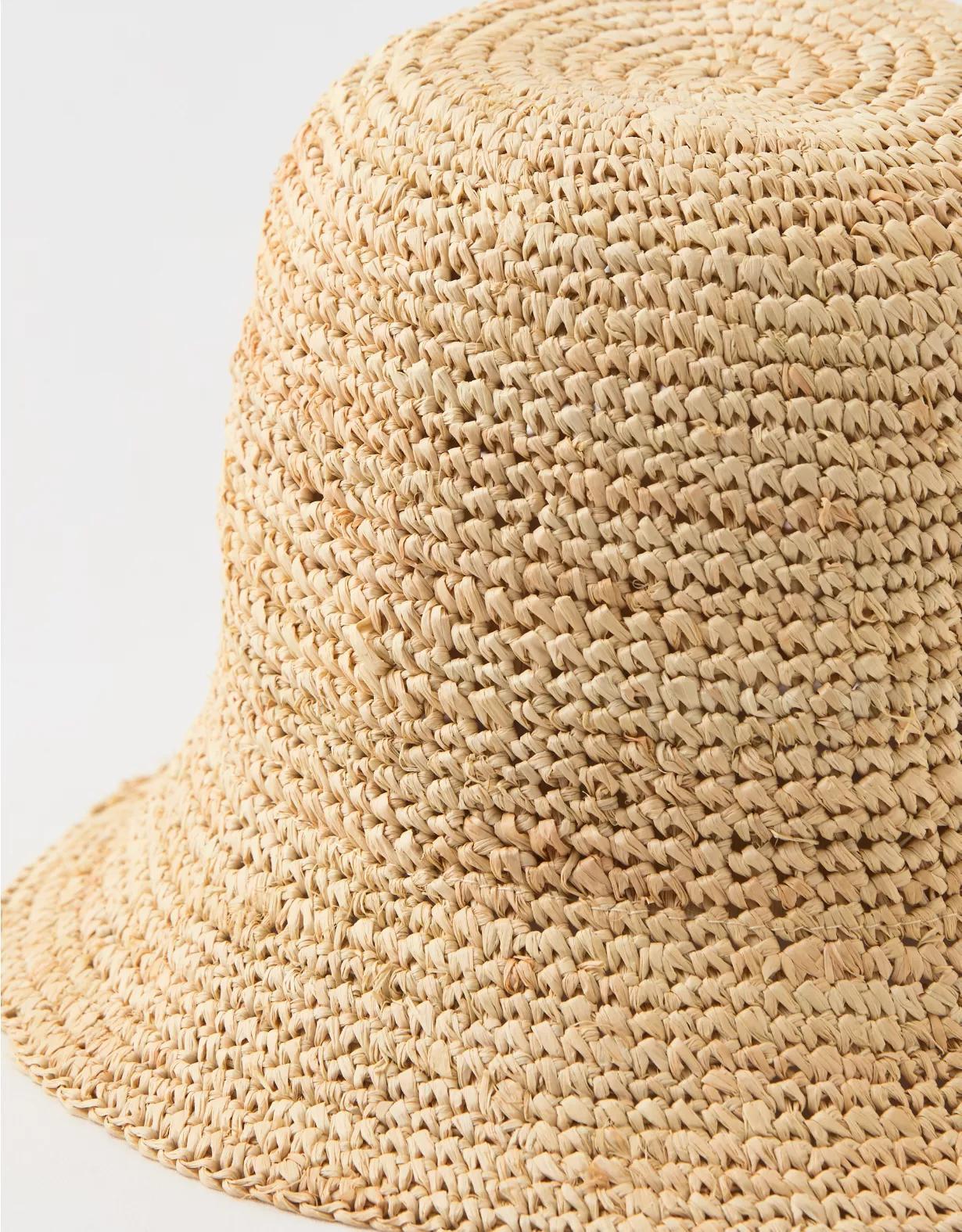 Aerie Straw Crochet Bucket Hat Product Image