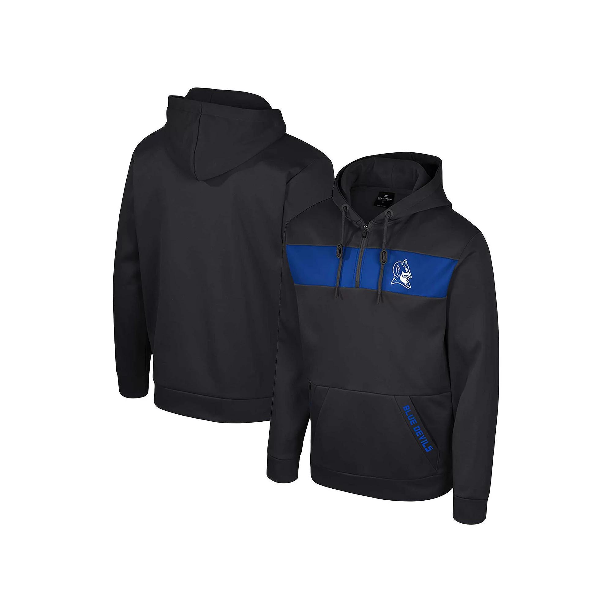 Men's Colosseum  Black Duke Blue Devils Quarter-Zip Hoodie, Size: Large Product Image