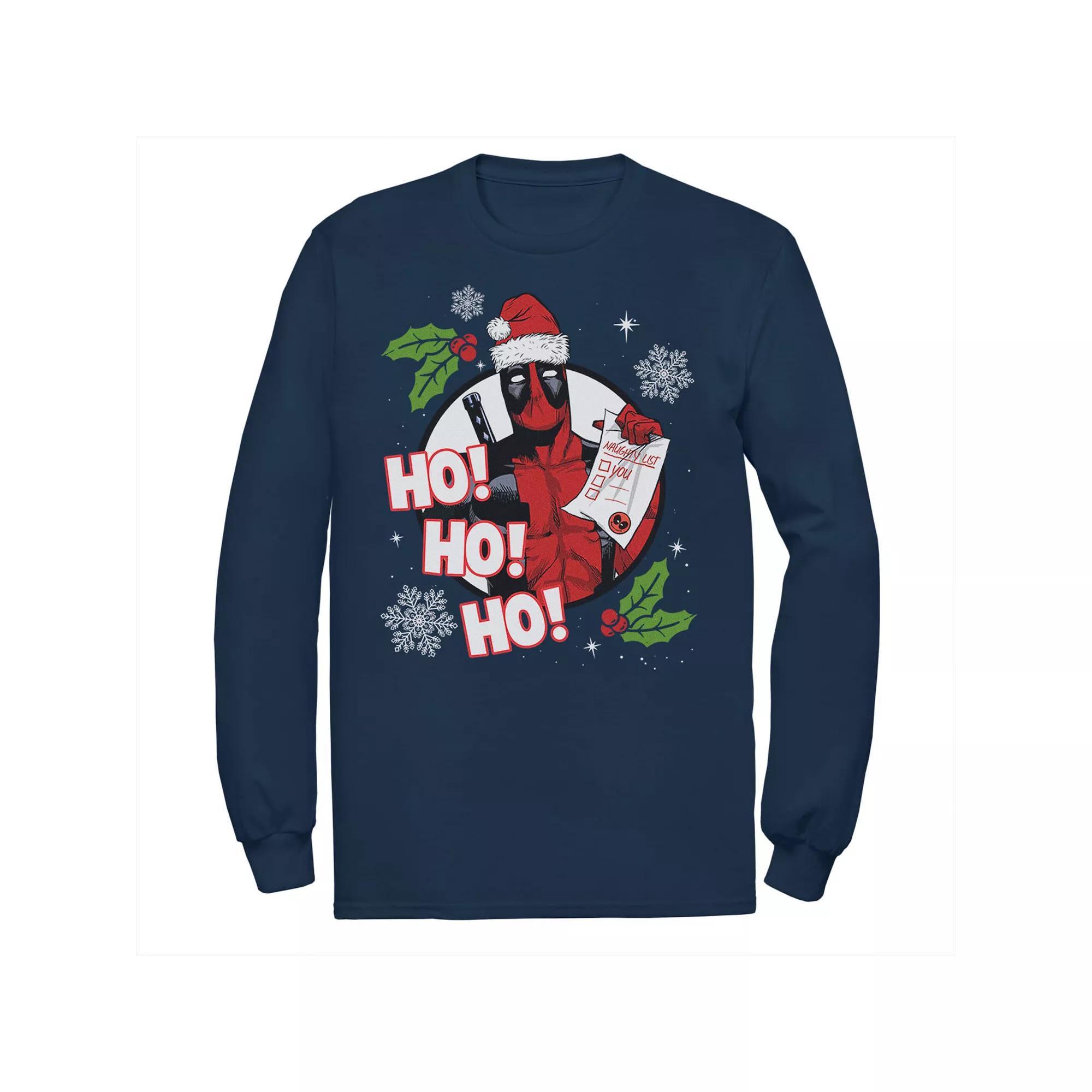 Men's Marvel Deadpool Santa Naughty List Holiday Tee,  Product Image