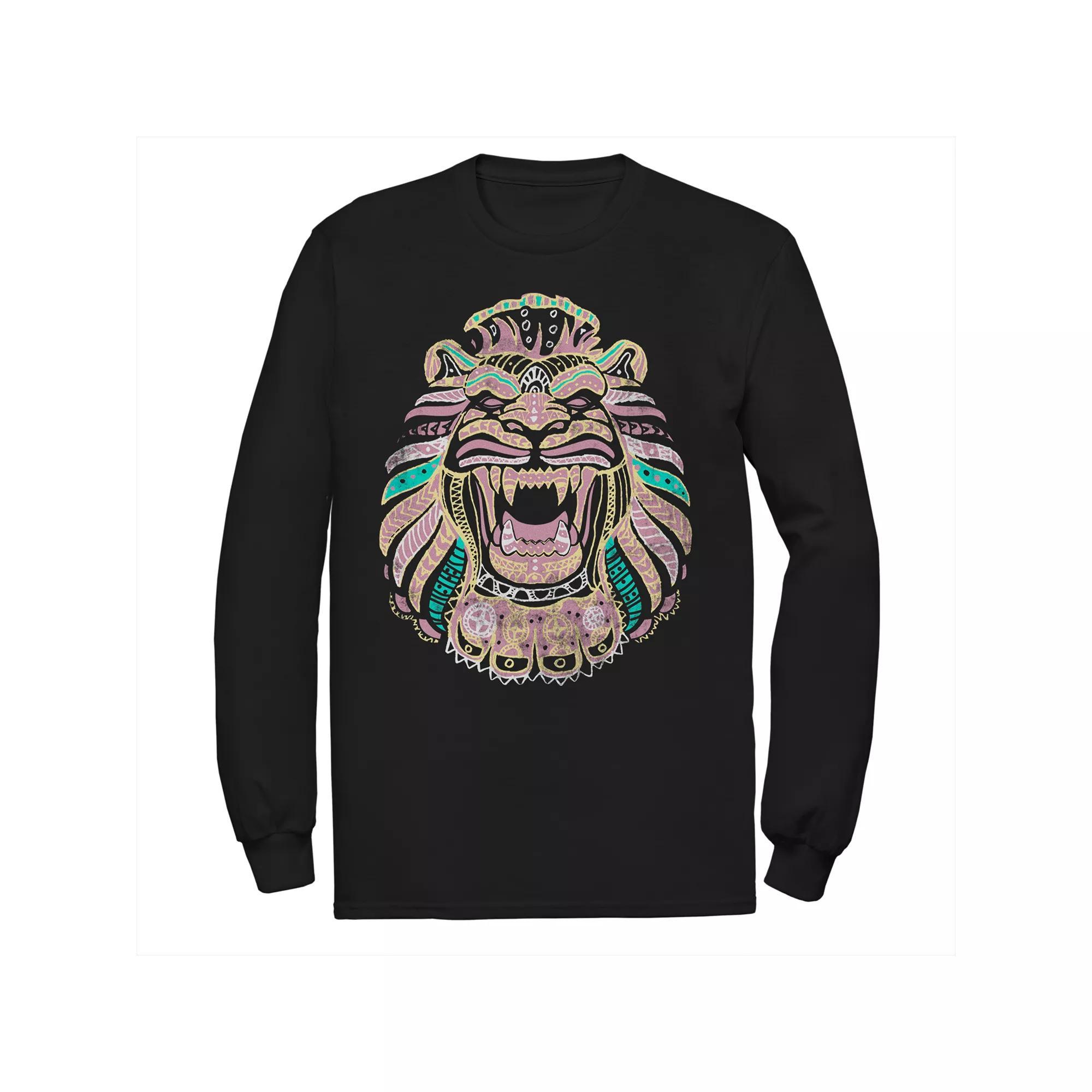 Disney's Aladdin Men's Cave of Wonders Lion Long Sleeve Graphic Tee,  Product Image