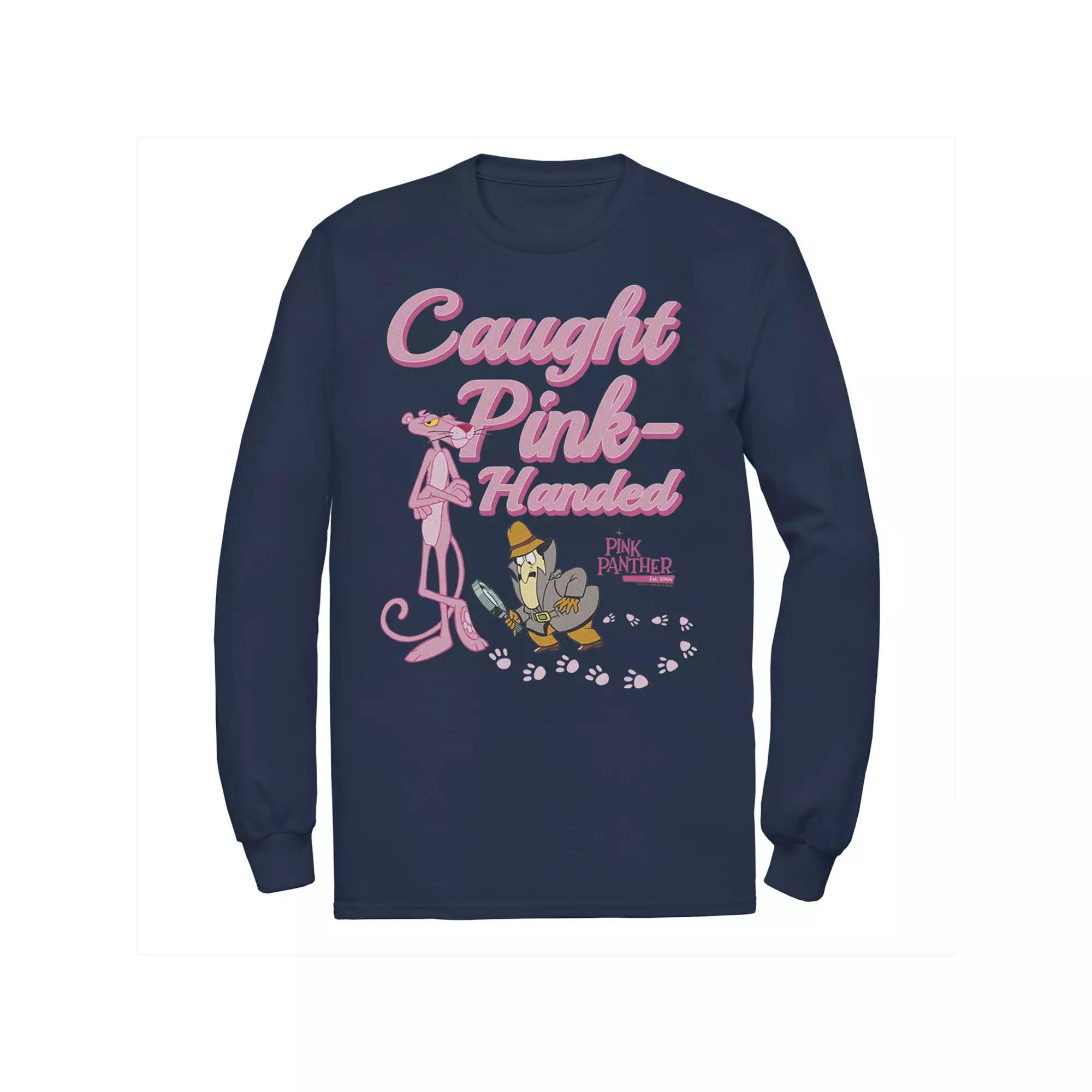 Men's Pink Panther Caught Pink-Handed Long Sleeve Graphic Tee,  Product Image