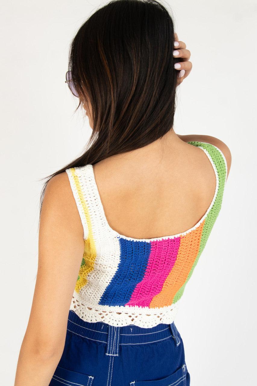 Orchid Stripe Crochet Tank Product Image