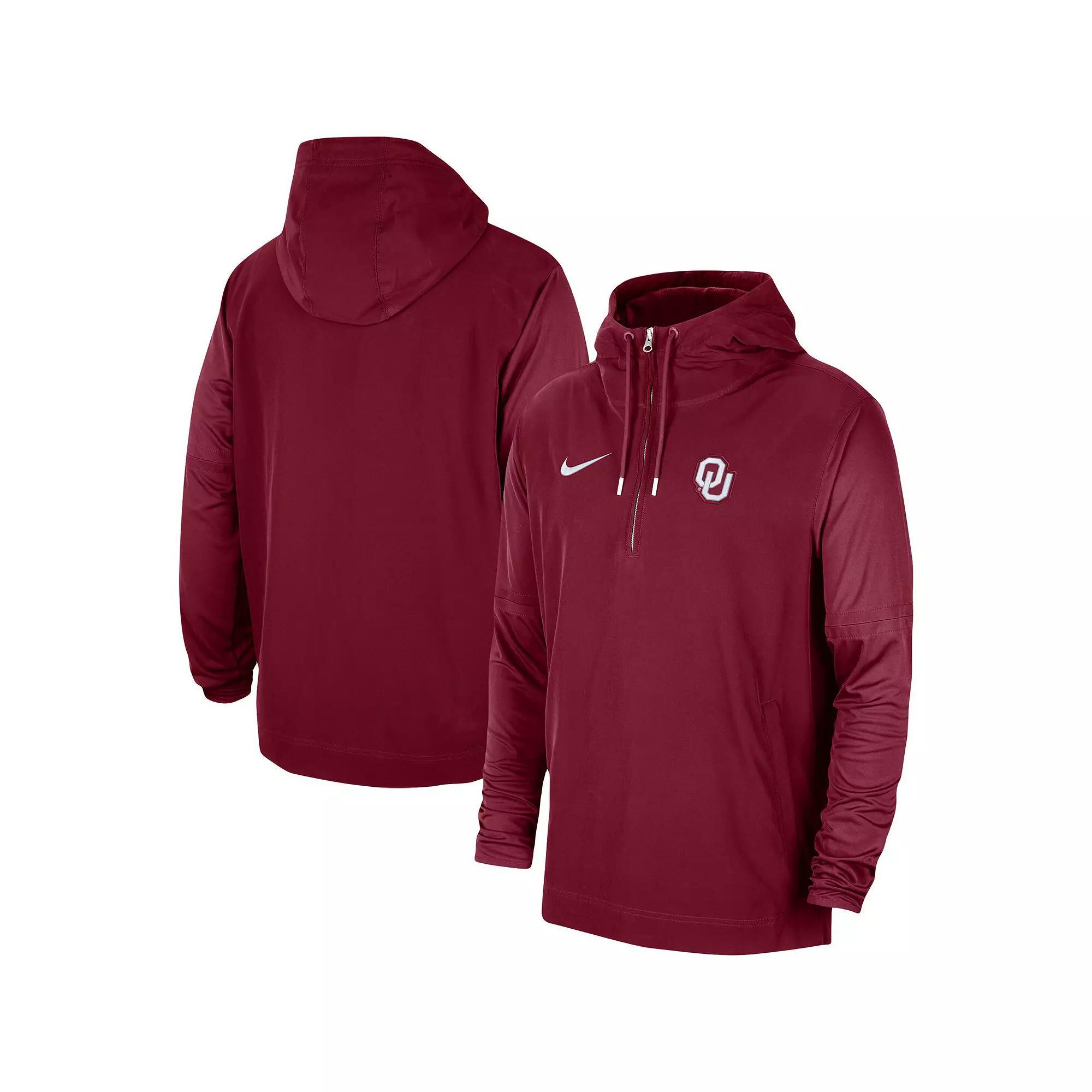 Men's Nike Crimson Oklahoma Sooners 2023 Coach Half-Zip Hooded Jacket, Size: XL, Red Product Image