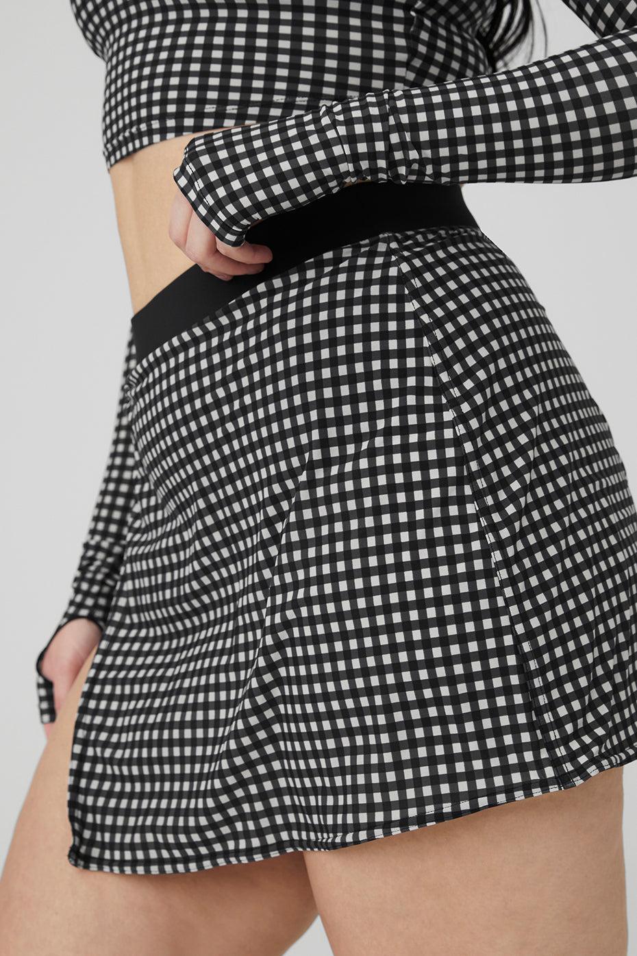 Mesh Gingham Skirt - Black Female Product Image