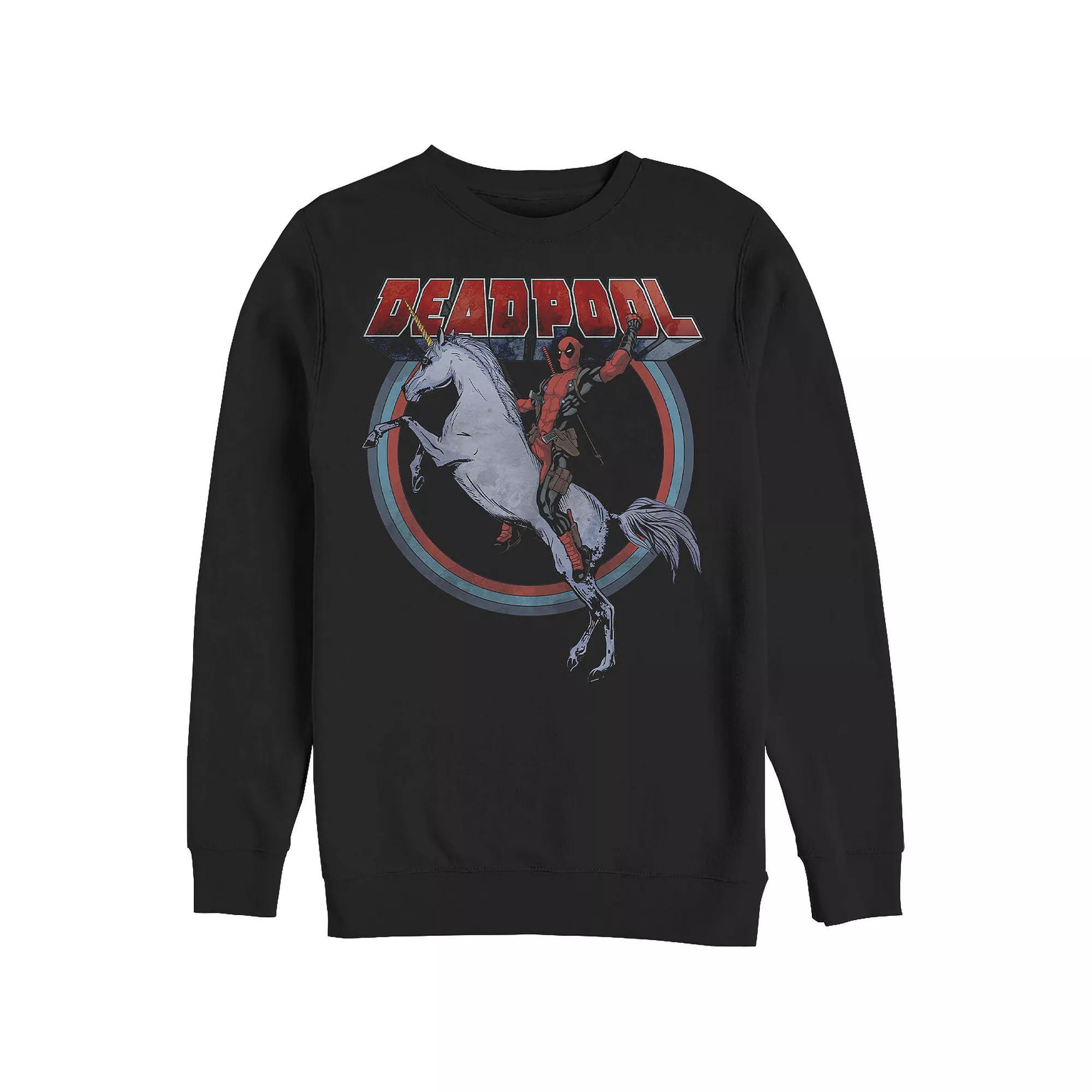 Men's Marvel Deadpool Riding Unicorn Graphic Fleece, Size: Small, Black Product Image