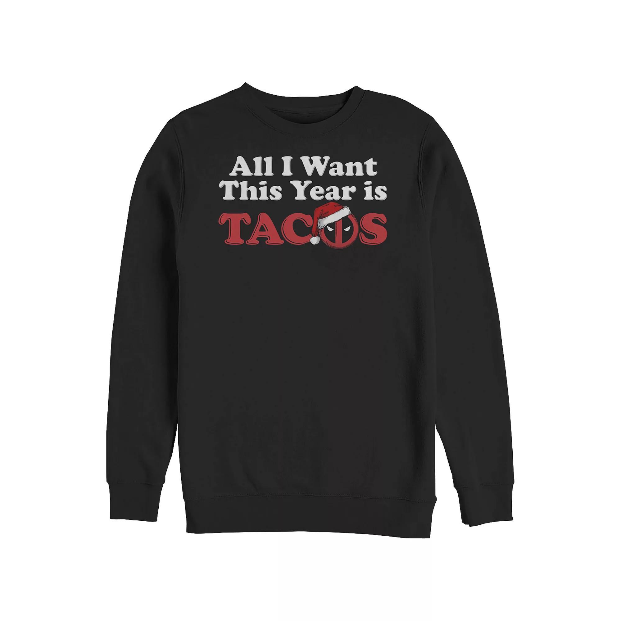 Big & Tall Marvel Deadpool All I Want This Year Is Tacos Icon Graphic Fleece, Men's,  Product Image