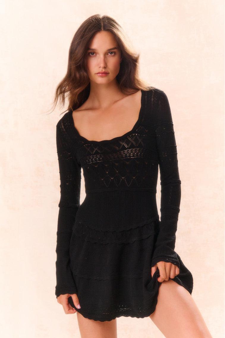 Lavender Pointelle Knit Mini Dress - ROSE CLAY Product Image