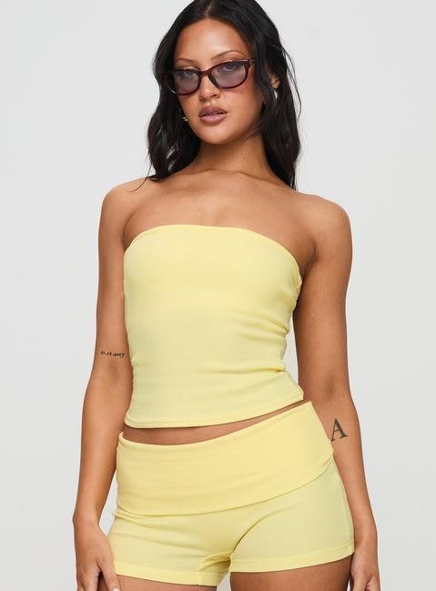 Baseline Strapless Rib Top Yellow Product Image