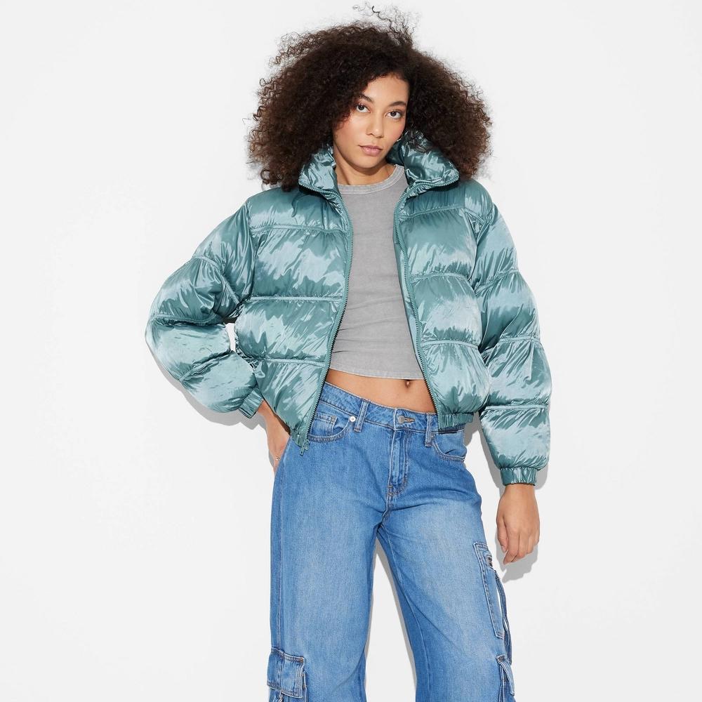 Women's Puffer Jacket - Wild Fable™ Turquoise Blue XS Product Image