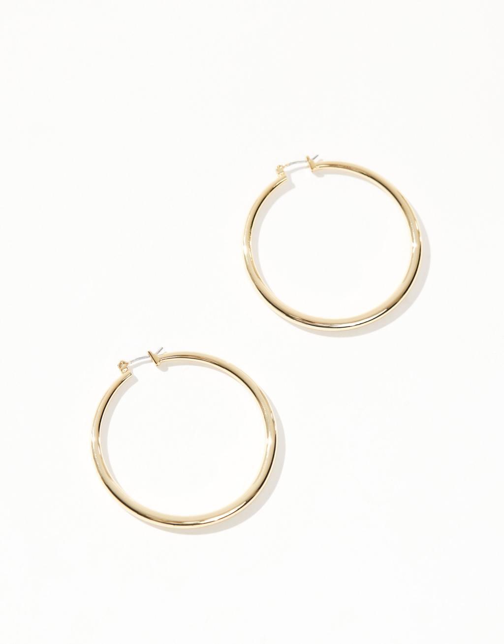 ASOS DESIGN 14k gold plated earrings with graduated skinny hoop detail Product Image