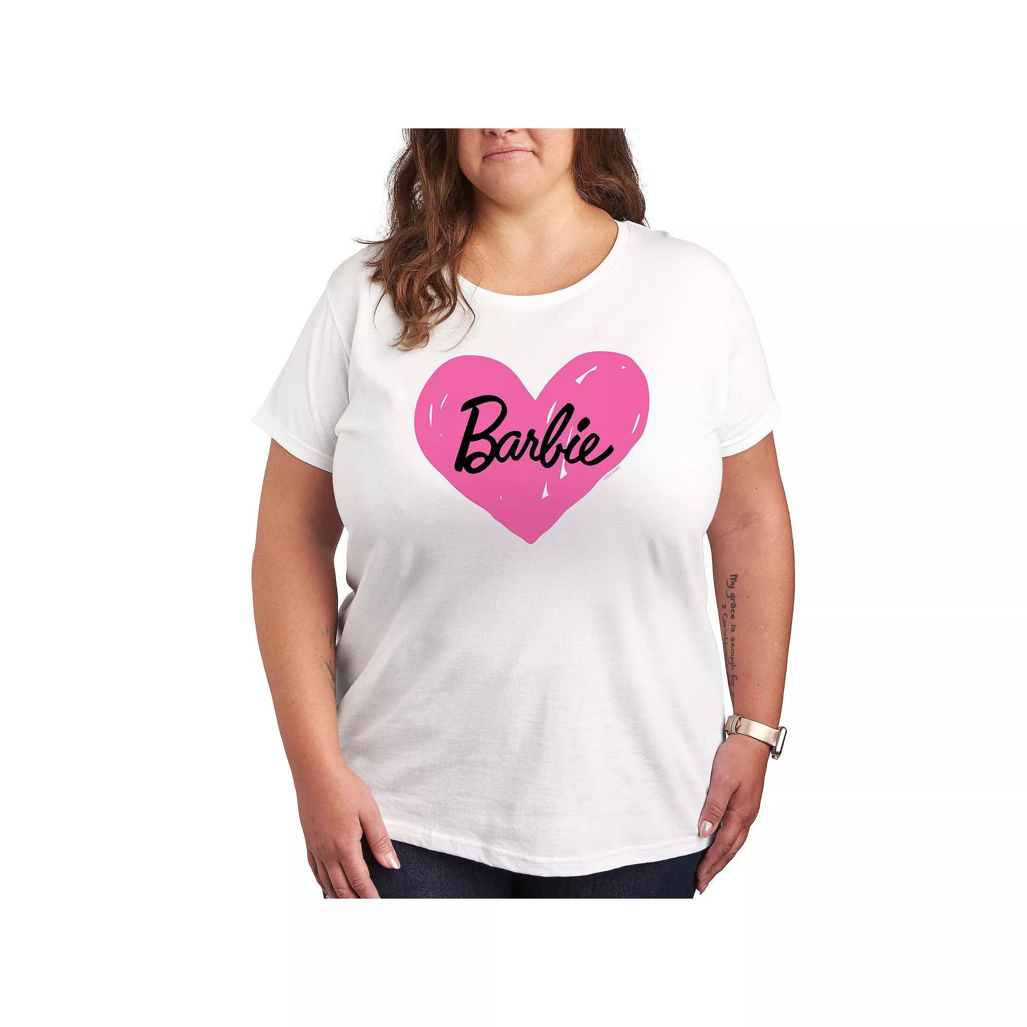 Plus Barbie® Hand Painted Heart Logo Graphic Tee, Women's,  Product Image
