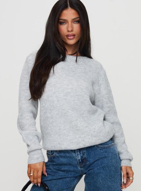Abrams Rib Knit Crew Sweater Grey Marle Product Image
