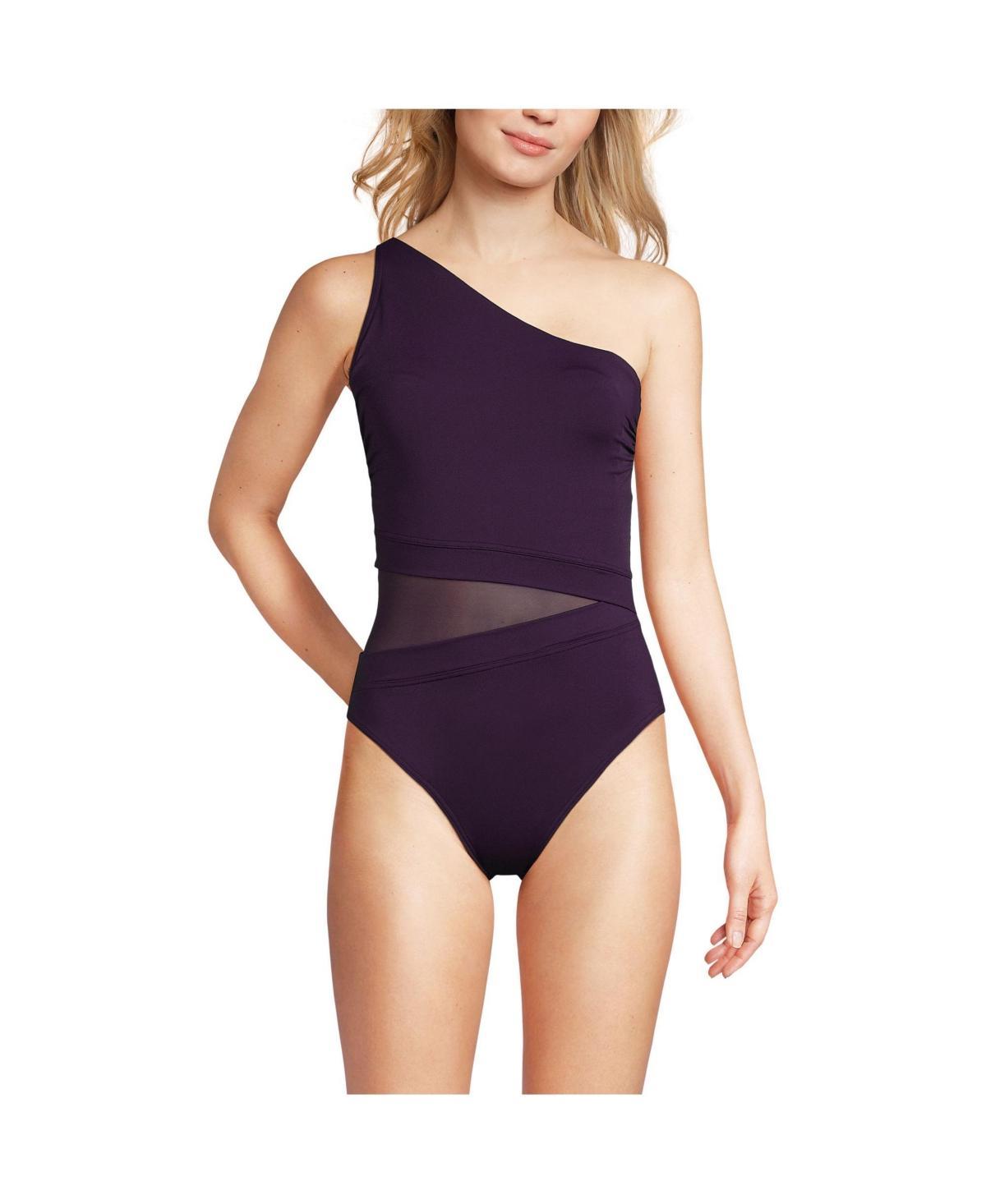 Womens Lands End One Shoulder One-Piece Swimsuit Product Image