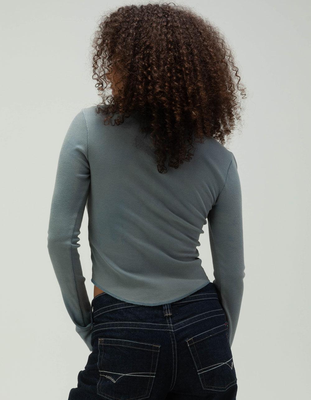 BDG Urban Outfitters Drake Henley Womens Long Sleeve Top - BLUE Product Image