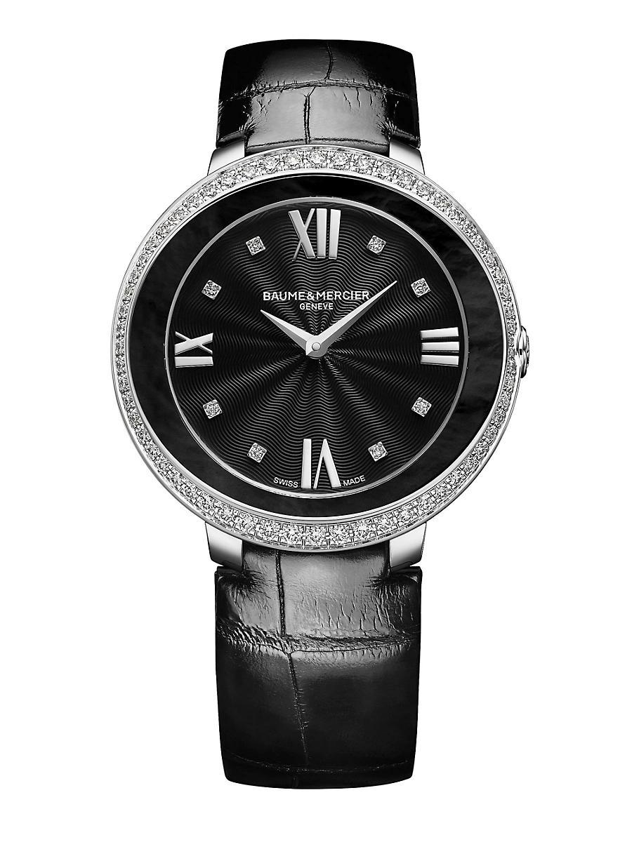 Womens Promesse Stainless Steel & Alligator Strap Watch Product Image