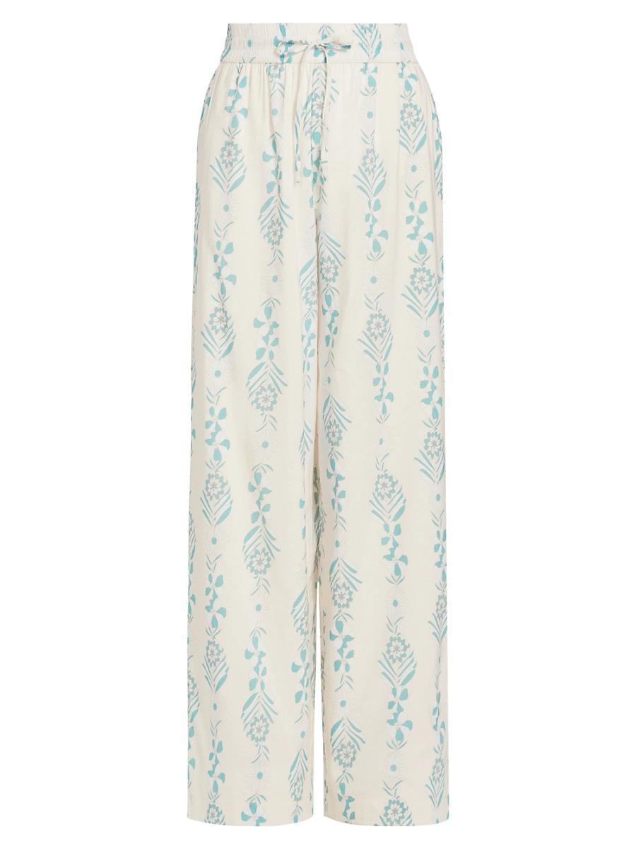 Womens Floral Drawstring Wide-Leg Pants Product Image