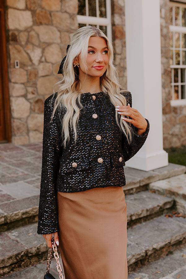 Subtle Shine Sequin Jacket in Black Product Image