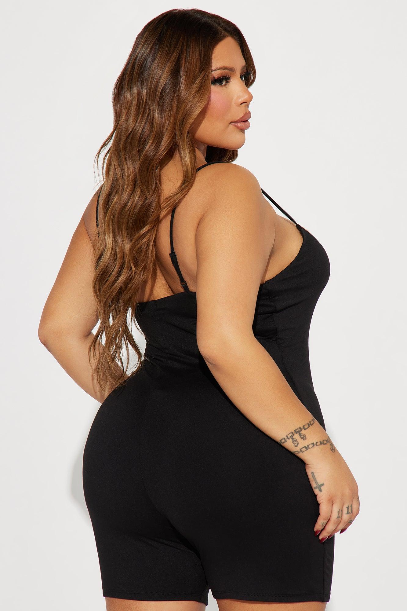 Vicky Double Lined Romper - Black Product Image