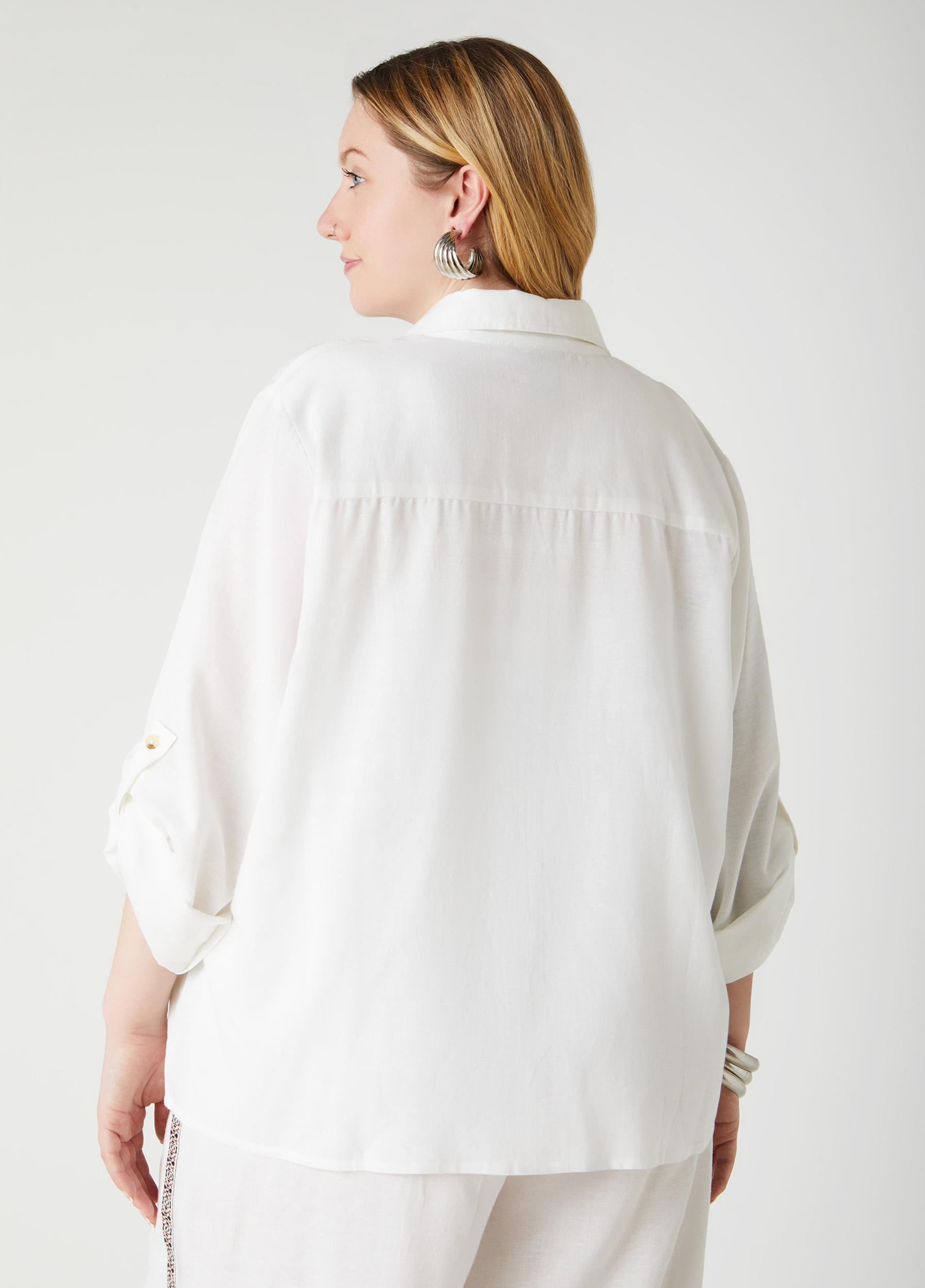 Embroidered Linen Blend Shirt Product Image