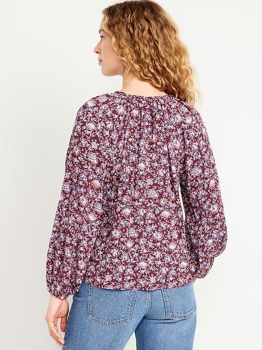 Ruffled Split-Neck Top Product Image