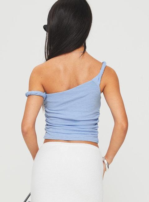 Messenger One Shoulder Top Blue Product Image