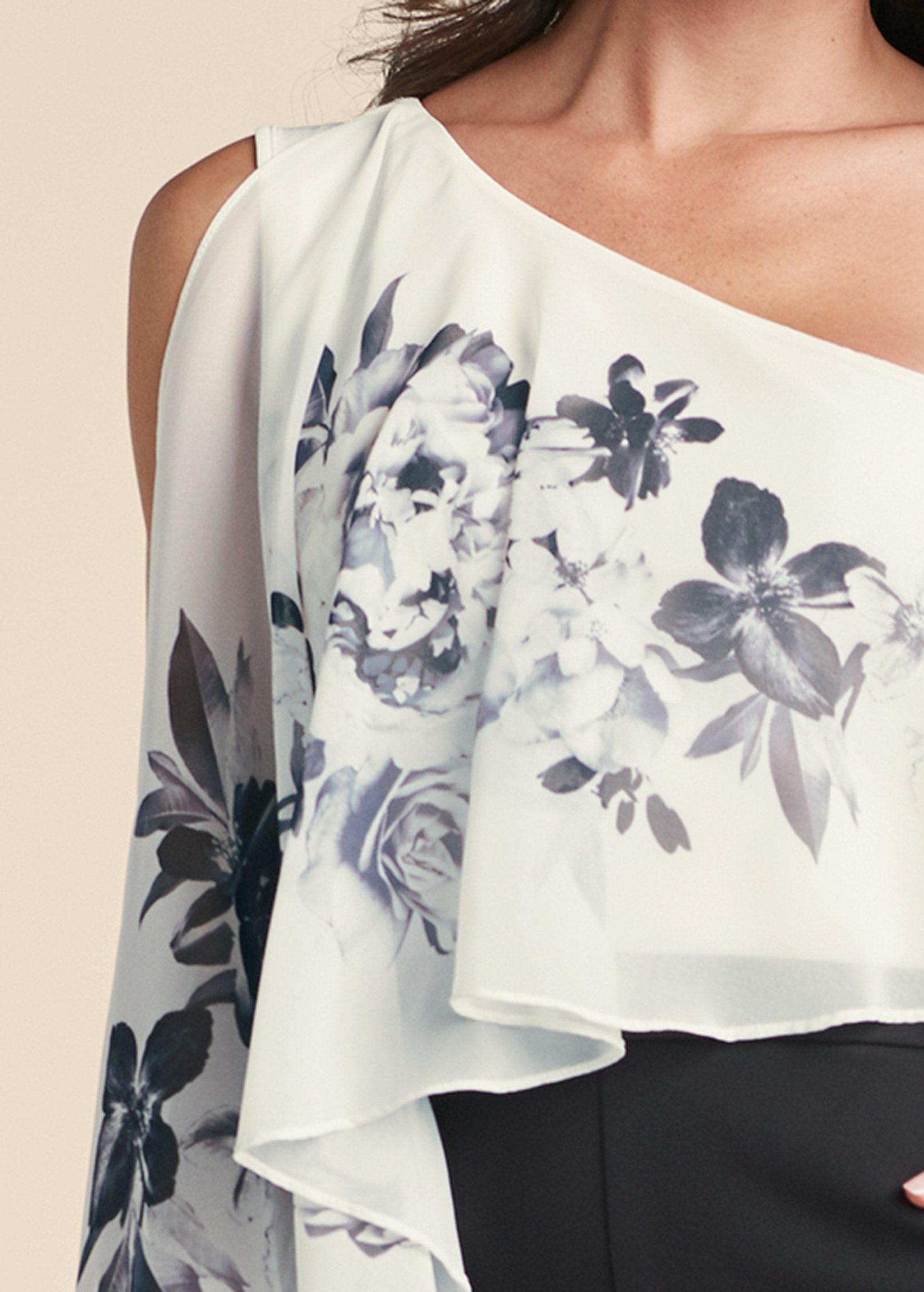 One-Shoulder Jumpsuit - Black & White Product Image