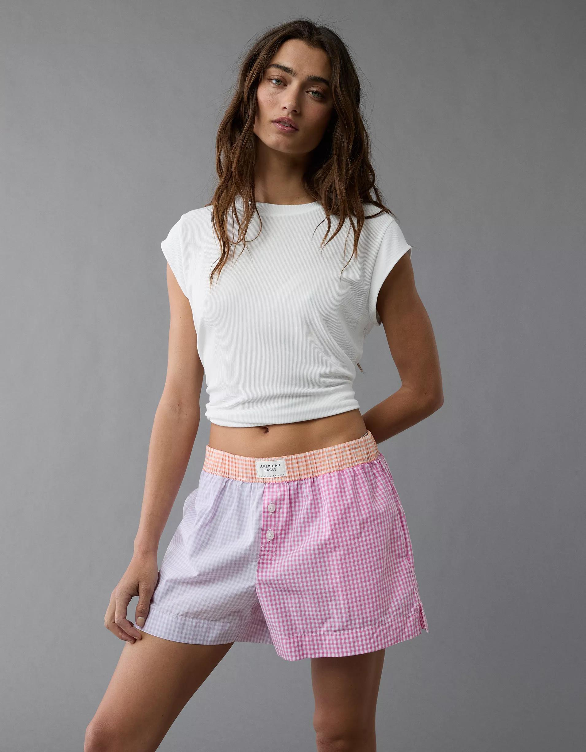 AE Gingham Colorblock Boxer Sleep Short Product Image
