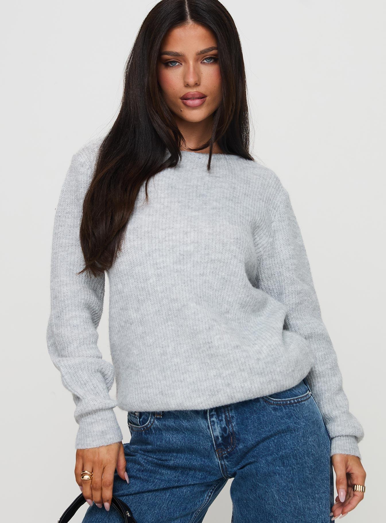 Abrams Rib Knit Crew Sweater Grey Marle Product Image