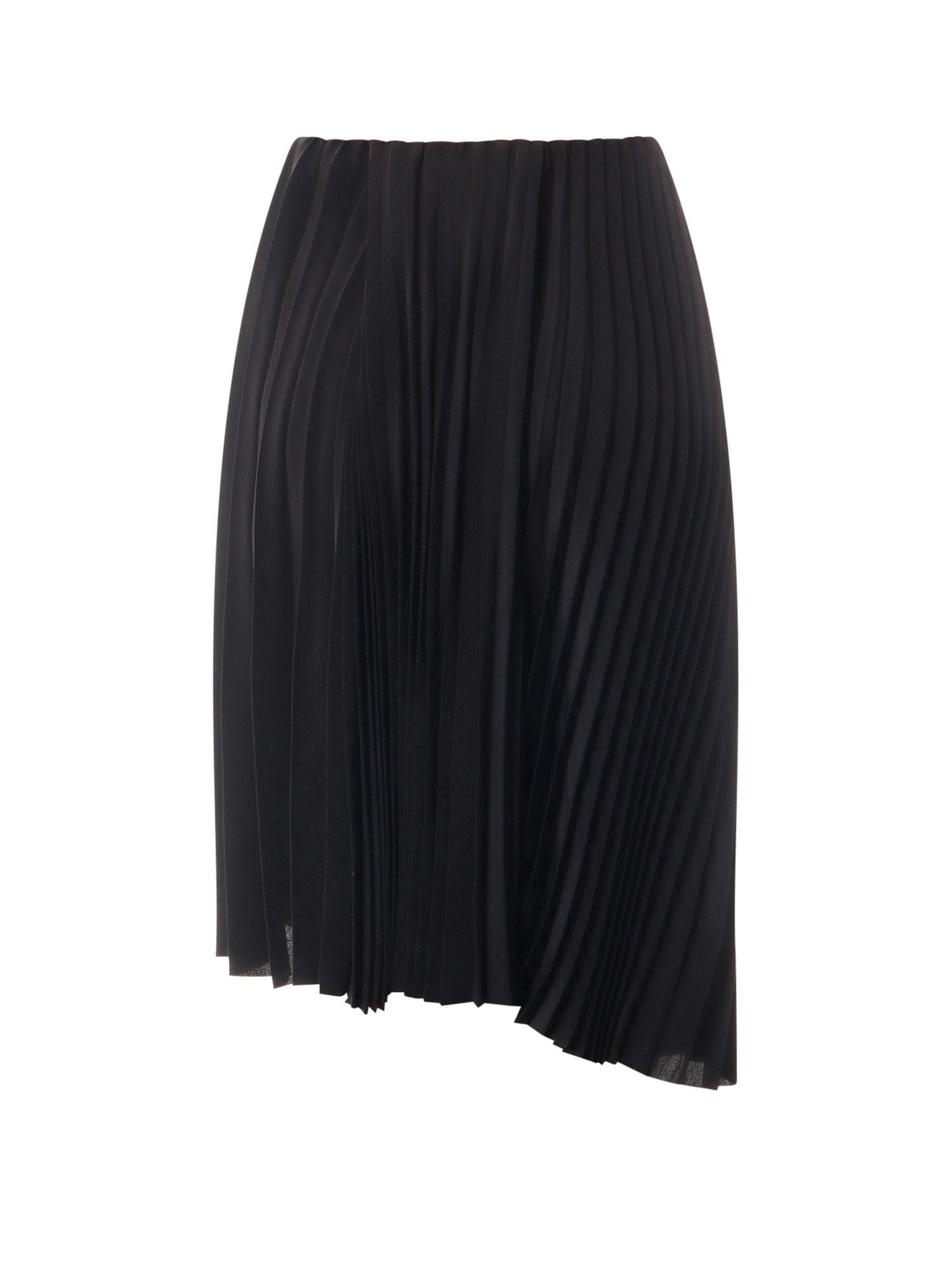 SAINT LAURENT Asymmetric Wrap-effect Pleated Crepe Midi Skirt In Black Product Image