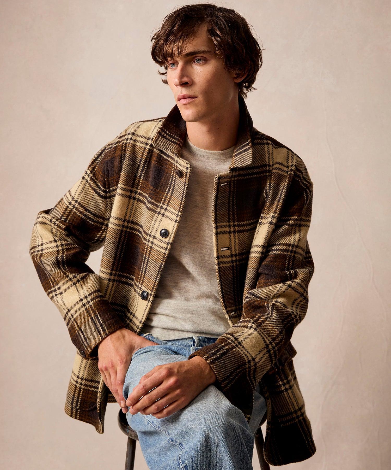 Italian Wool Walking Jacket in Brown Plaid Product Image