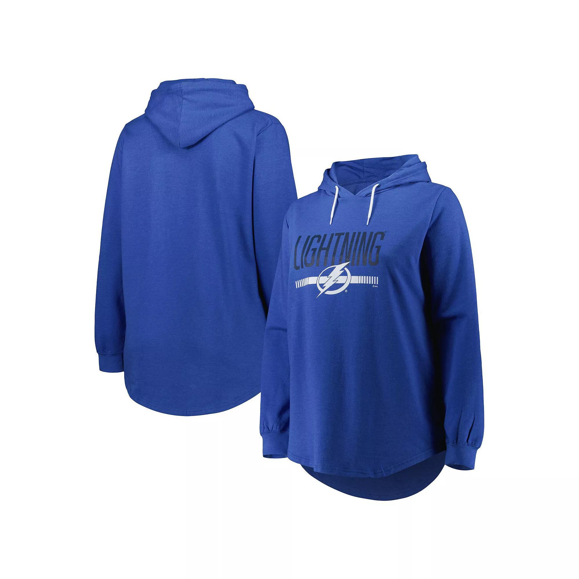 Women's Heather Blue Tampa Bay Lightning Plus Size Fleece Pullover Hoodie, Size: 2XL, Lgh Blue Product Image