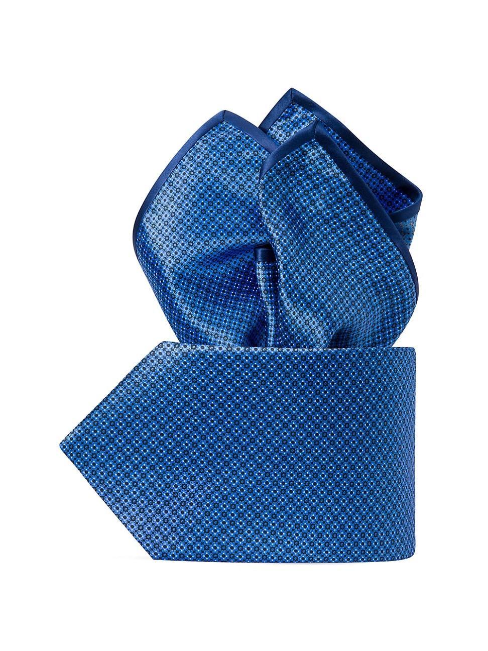 Mens Luxury Hand Printed Silk Tie Set Product Image